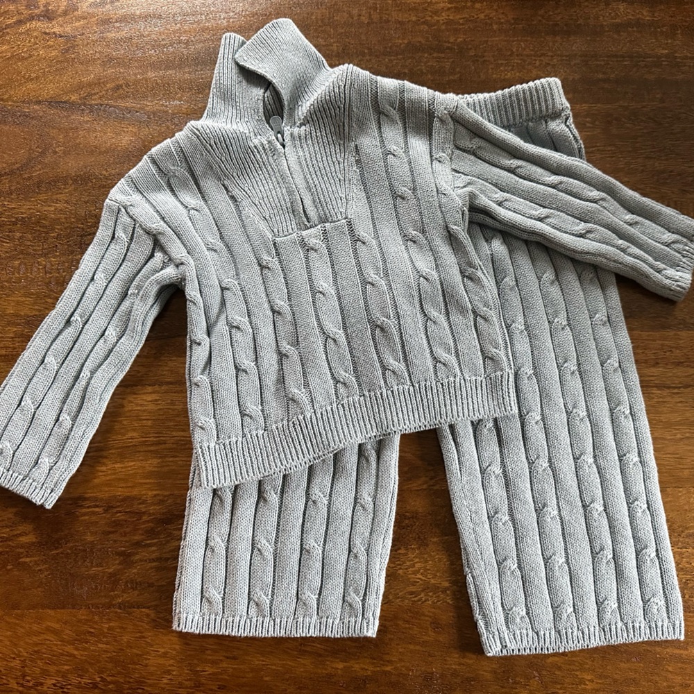 Gap Baby Blue Cable Knit Sweater and Pants Set